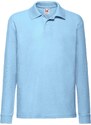 Blue Long Sleeve Polo Shirt Fruit of the Loom