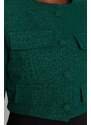 Trendyol Emerald Green Tweed Crop Woven Jacket