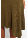 Trendyol Curve Khaki Asymmetric Wrap Knitted Skirt