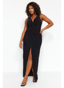 Trendyol Curve Black Slit Midi Knitted Dress