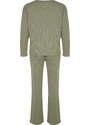 Trendyol Green Waffle Tshirt-Pants Knitted Pajama Set