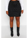 Trendyol Curve Black Striped Interlock Knitted Skirt