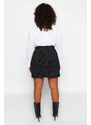 Trendyol Curve Black Striped Interlock Knitted Skirt