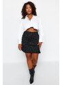 Trendyol Curve Black Striped Interlock Knitted Skirt