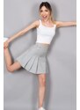 Madmext Women's Gray Striped Pleated Short Skirt Mg1451