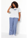 Trendyol Curve Blue Heart Pattern Ribbed Knitted Pajamas Set