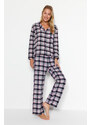 Trendyol Pink Flannel Checked Shirt-Pants Weave Pajamas Set