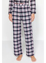 Trendyol Pink Flannel Checked Shirt-Pants Weave Pajamas Set