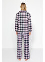 Trendyol Pink Flannel Checked Shirt-Pants Weave Pajamas Set