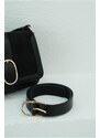 Madamra Black Women's Oval Buckle Belt