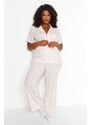 Trendyol Curve Pink Striped Woven Pajamas Set