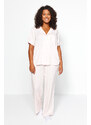 Trendyol Curve Pink Striped Woven Pajamas Set