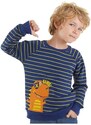 Denokids Dino Boys Striped Navy Sweatshirt.