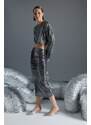 Trendyol Anthracite Metallic Look Skirt