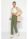 Trendyol Khaki Proti stárnutí / vybledlý efekt Straight Fit Tenké, pletené tepláky