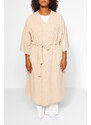 Trendyol Curve Stone Belted Knitted Waffle Dressing Gown