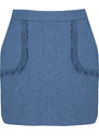 Trendyol Indigo Tassel Detailní tvídová tkanina Mini tkaná sukně