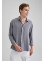 DEFACTO Regular Fit linen Long Sleeve Shirt