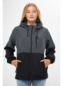 River Club Women's Anthracite-Black Two-tone, Inner Lined Water and Windproof Hooded Raincoat with Pocket.