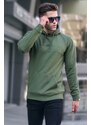 Madmext Khaki Green Basic Sweatshirt with a Hoodie 6014