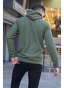 Madmext Khaki Green Basic Sweatshirt with a Hoodie 6014