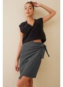 Madmext Women's Anthracite Basic Tie Fabric Skirt