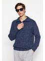 Trendyol Indigo Regular Fit Zippered Half Turtleneck Knitwear Sweater