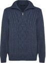 Trendyol Indigo Regular Fit Zippered Half Turtleneck Knitwear Sweater