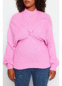 Trendyol Curve Růžový uzel Detailní pletený svetr