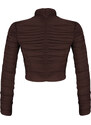 Trendyol Brown Draped Crop Top