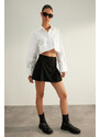 Trendyol Black Premium Quality Pleated Woven Short Skirt