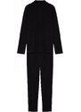 Trendyol Black Regular Fit Waffle Knitted Pajamas Set