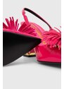 Kožené lodičky Kat Maconie Shani růžová barva, na podpatku, s odkrytou patou