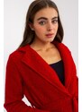 MladaModa Dlouhý plyšový kabát Merve s páskem červený