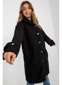 MladaModa Plyšový kabát se zapínáním na knoflíky model 44998 černý
