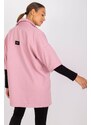 MladaModa Oversize kabát s tříčtvrtečním rukávem model 40930 pudrově růžový