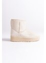 Capone Outfitters Women's Thick Sole Round Toe Shearling Mid-Length Boots