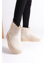 Capone Outfitters Women's Thick Sole Round Toe Shearling Mid-Length Boots