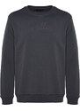 Trendyol Anthracite Regular/Normal Fit 100% Cotton Sweatshirt with Text Embroidery