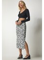 Happiness İstanbul Women's Black and White Patterned Slit Camisole Skirt