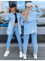 BASIC SVĚTLE MODRÁ OVERSIZE DŽÍNOVÁ BUNDA MARY ANN Denim vzor