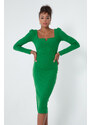 Lafaba Women's Green Slit Knit Dress