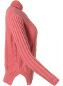 Cable Knit - klasický růžový svetr s rolákem z bio bavlny Circus