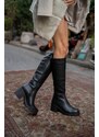 Madamra Black Women's Knee-Length Heeled Boots