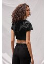 VATKALI V Neck Crop Top Black