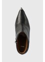 Kožené kotníkové boty BOSS Janet Bootie70 dámské, černá barva, na podpatku, 50503670