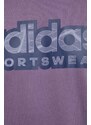 Bavlněné tričko adidas fialová barva, s potiskem