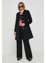 Vlněný kabát Lauren Ralph Lauren černá barva, přechodný