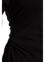 Trendyol černé pletené šaty s nařaseným detailem v pase