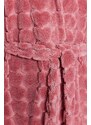 Trendyol Pink Belted Heart Pattern Fleece Knitted Dressing Gown